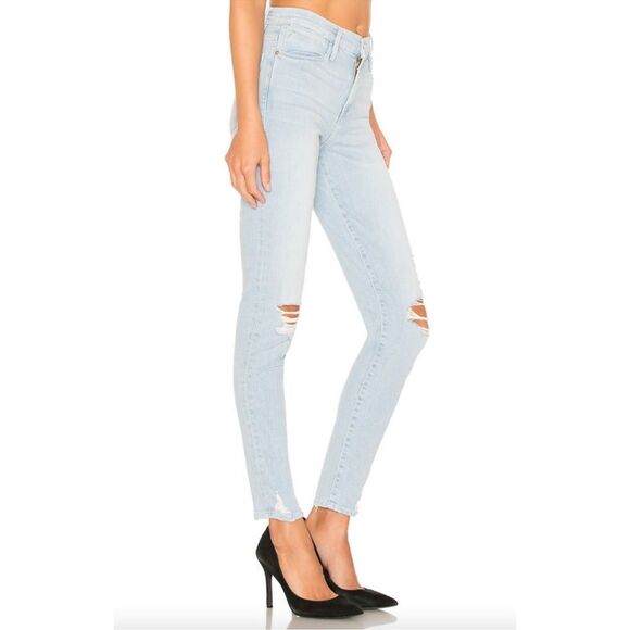 Frame Le High Skinny Distressed Stretch Skinny Jeans Light Wash Rush 28 - Picture 11 of 16